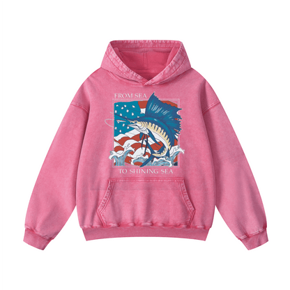 "FROM SEA TO SHINING SEA" Acid-Washed Hoodies