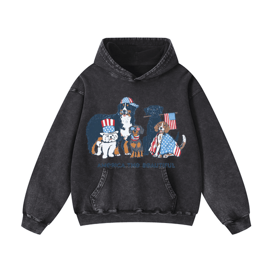 "AMERICA THE BEAUTIFUL" Acid-Washed Hoodies