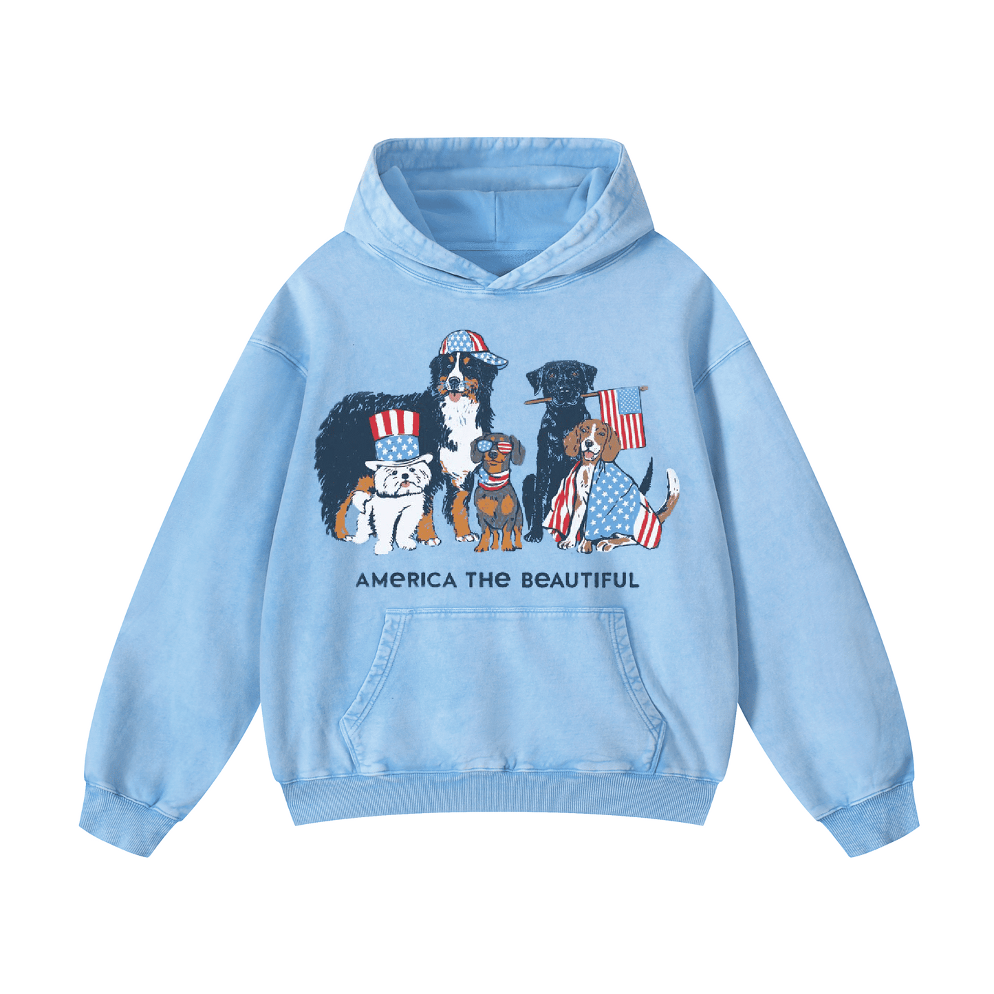 "AMERICA THE BEAUTIFUL" Acid-Washed Hoodies