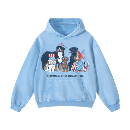 "AMERICA THE BEAUTIFUL" Acid-Washed Hoodies