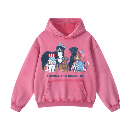 "AMERICA THE BEAUTIFUL" Acid-Washed Hoodies