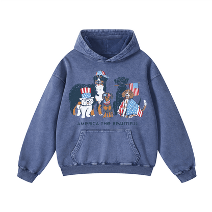 "AMERICA THE BEAUTIFUL" Acid-Washed Hoodies