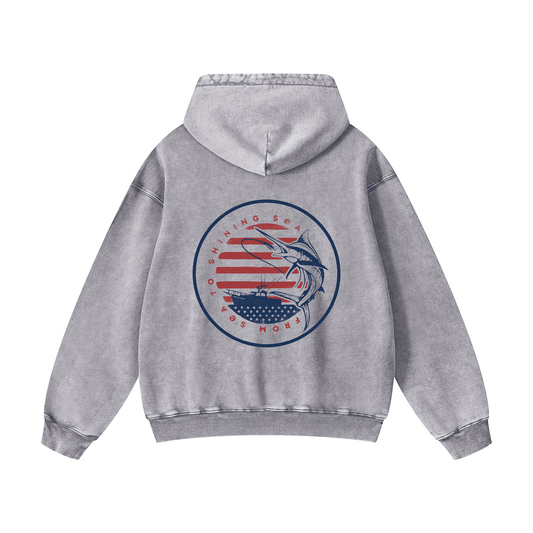 "FROM SEA TO SHINING SEA" Acid-Washed Hoodies