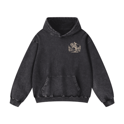 "MY HORSES ARE CALLING AND I MUST GO" Acid Wash Oversized Hoodies