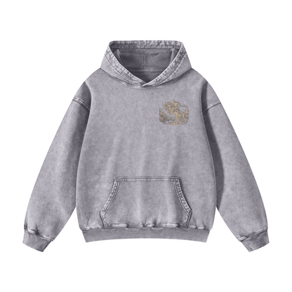 "MY HORSES ARE CALLING AND I MUST GO" Acid Wash Oversized Hoodies