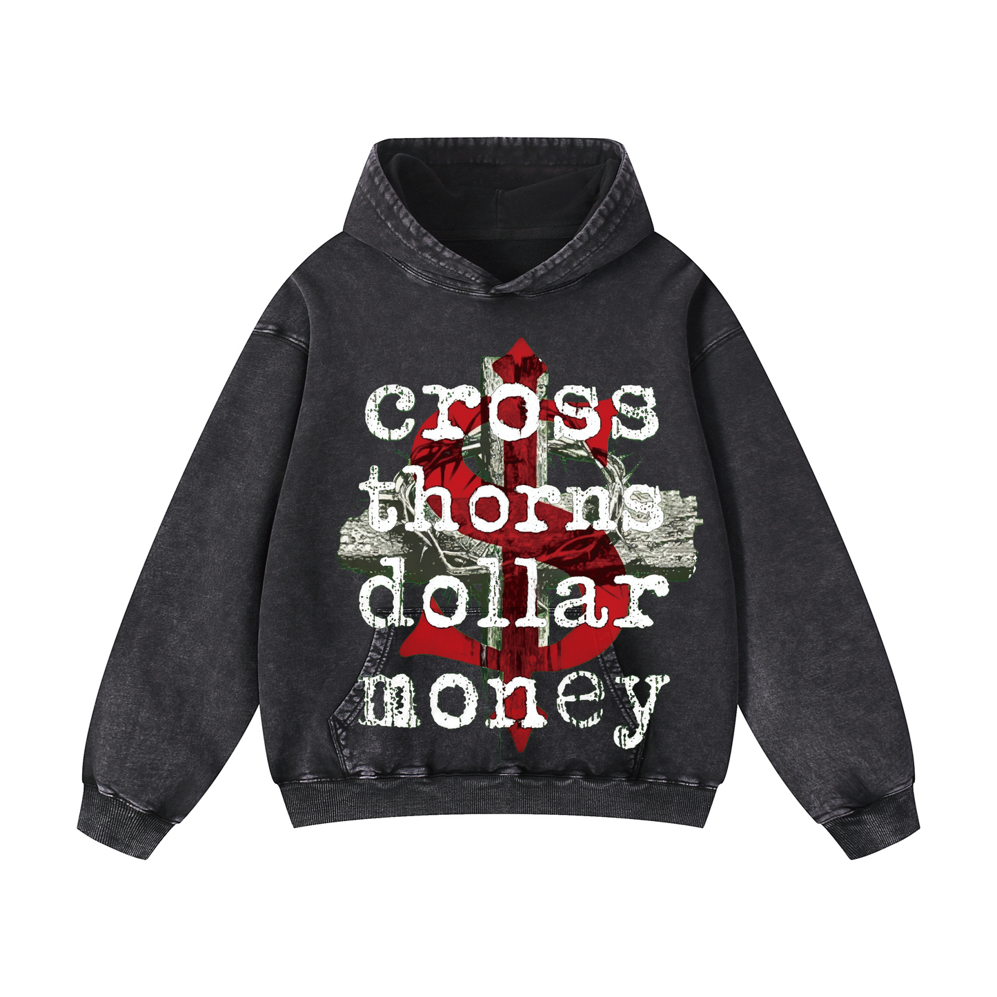 Snowflake Hoodie - “cross thorns dollar money"