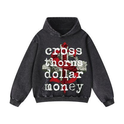 Snowflake Hoodie - “cross thorns dollar money"