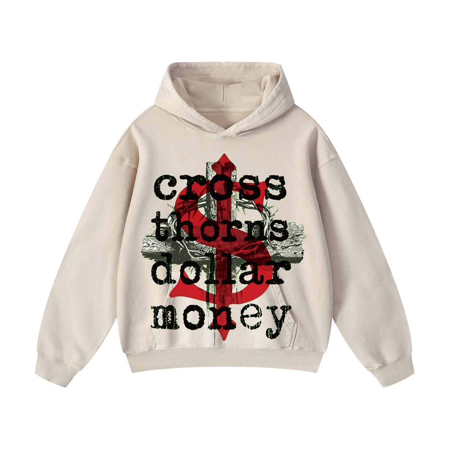 Snowflake Hoodie - “cross thorns dollar money"