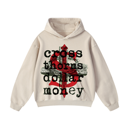 Snowflake Hoodie - “cross thorns dollar money"