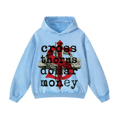 Snowflake Hoodie - “cross thorns dollar money"