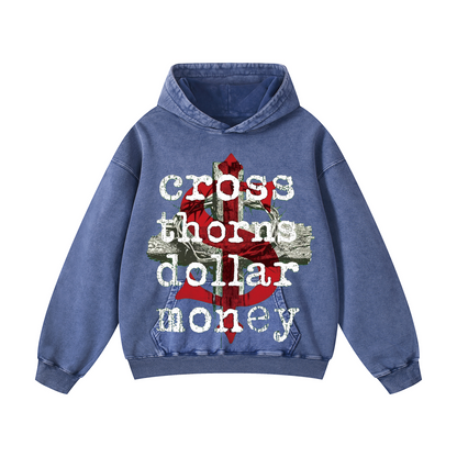 Snowflake Hoodie - “cross thorns dollar money"