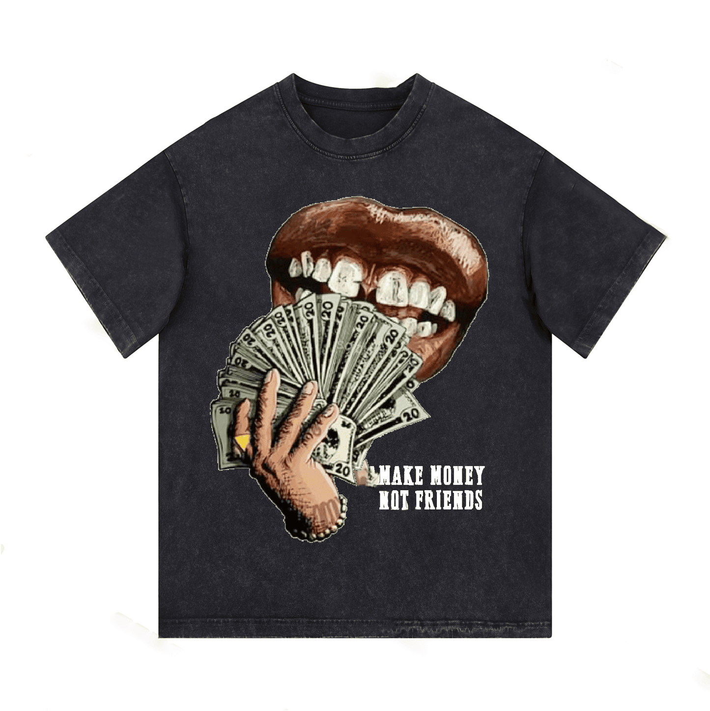 “MAKE MENOY NOT FRIENDS” Style Short-Sleeved T-Shirt