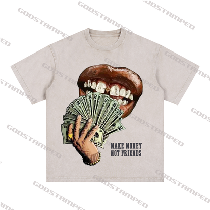 “MAKE MENOY NOT FRIENDS” Style Short-Sleeved T-Shirt