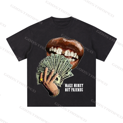 “MAKE MENOY NOT FRIENDS” Style Short-Sleeved T-Shirt