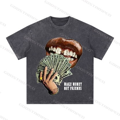 “MAKE MENOY NOT FRIENDS” Style Short-Sleeved T-Shirt