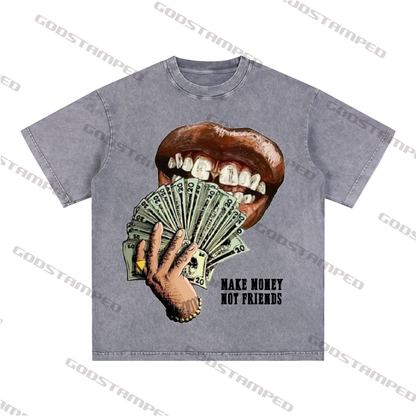 “MAKE MENOY NOT FRIENDS” Style Short-Sleeved T-Shirt