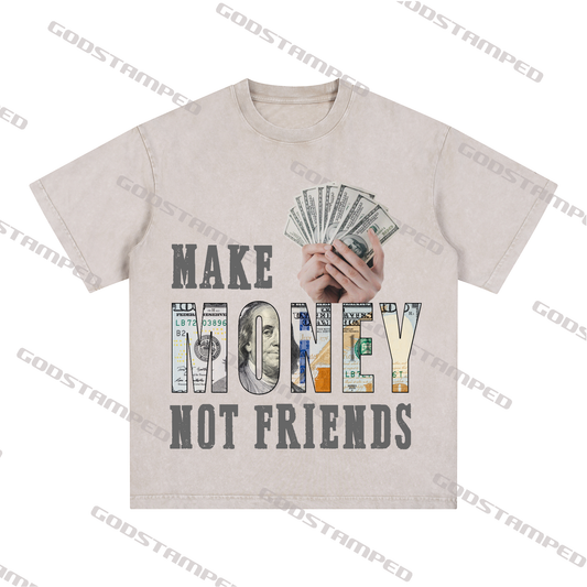 “MAKE MENOY NOT FRIENDS” Style Short-Sleeved T-Shirt