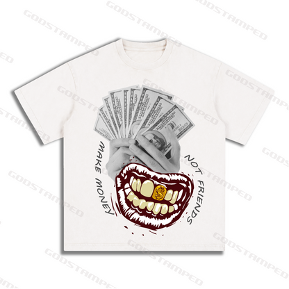 “MAKE MENOY NOT FRIENDS” Style Short-Sleeved T-Shirt