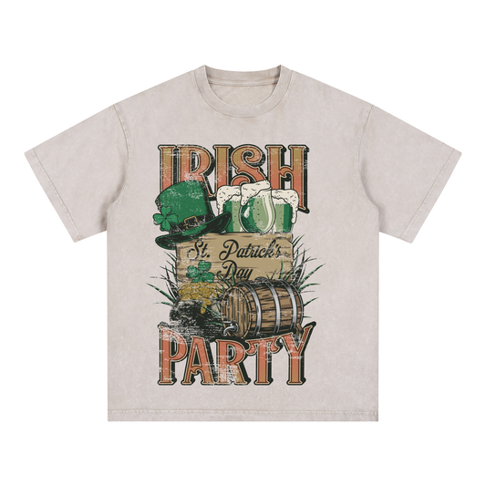 "IRISH PART"   Heavyweight Cotton Oversized T-Shirt