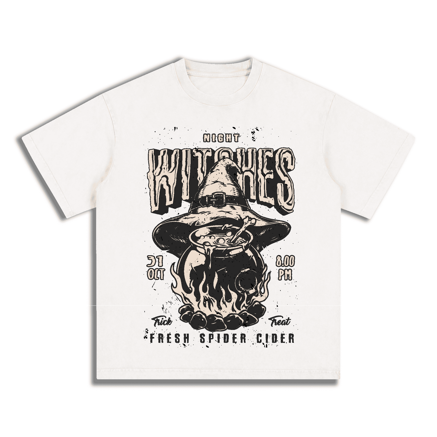 "WITCHES,FRESH SPIDER CIDER" Acid Wash Oversized T-Shirt