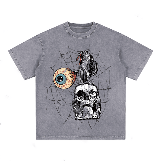 "SKULL"  Heavyweight Cotton Oversized Short-Sleeved T-Shirt