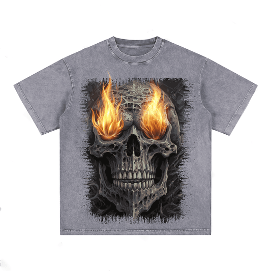 Flame Skull  Heavyweight Cotton Oversized T-Shirt