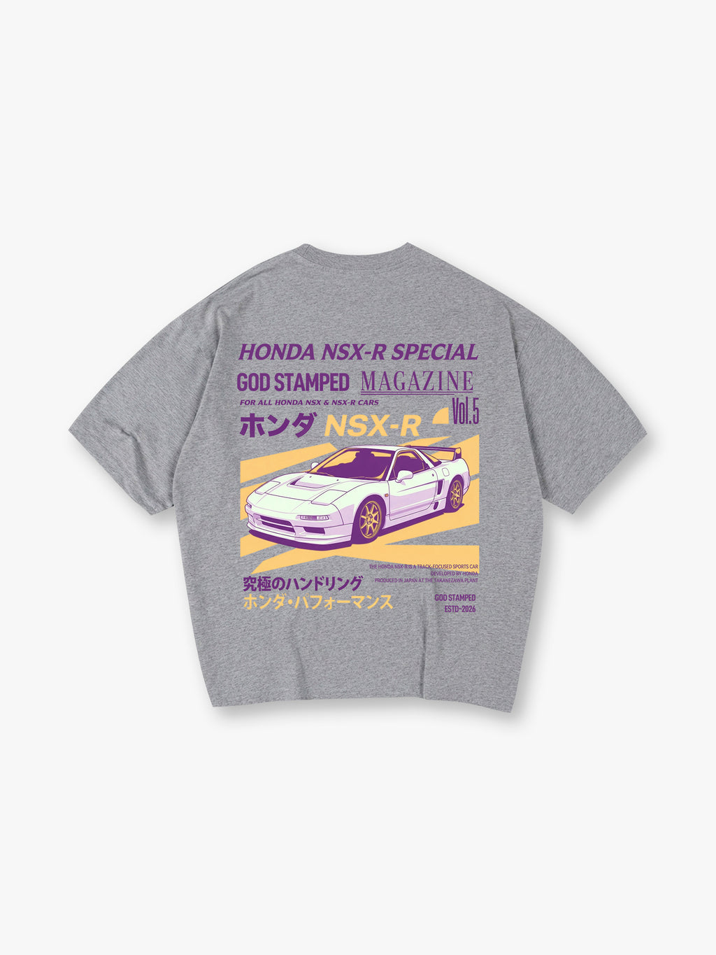 Vintage NSX-R JDM Sports Car Back Print T-Shirt Japanese Automotive Graphic Streetwear Tee