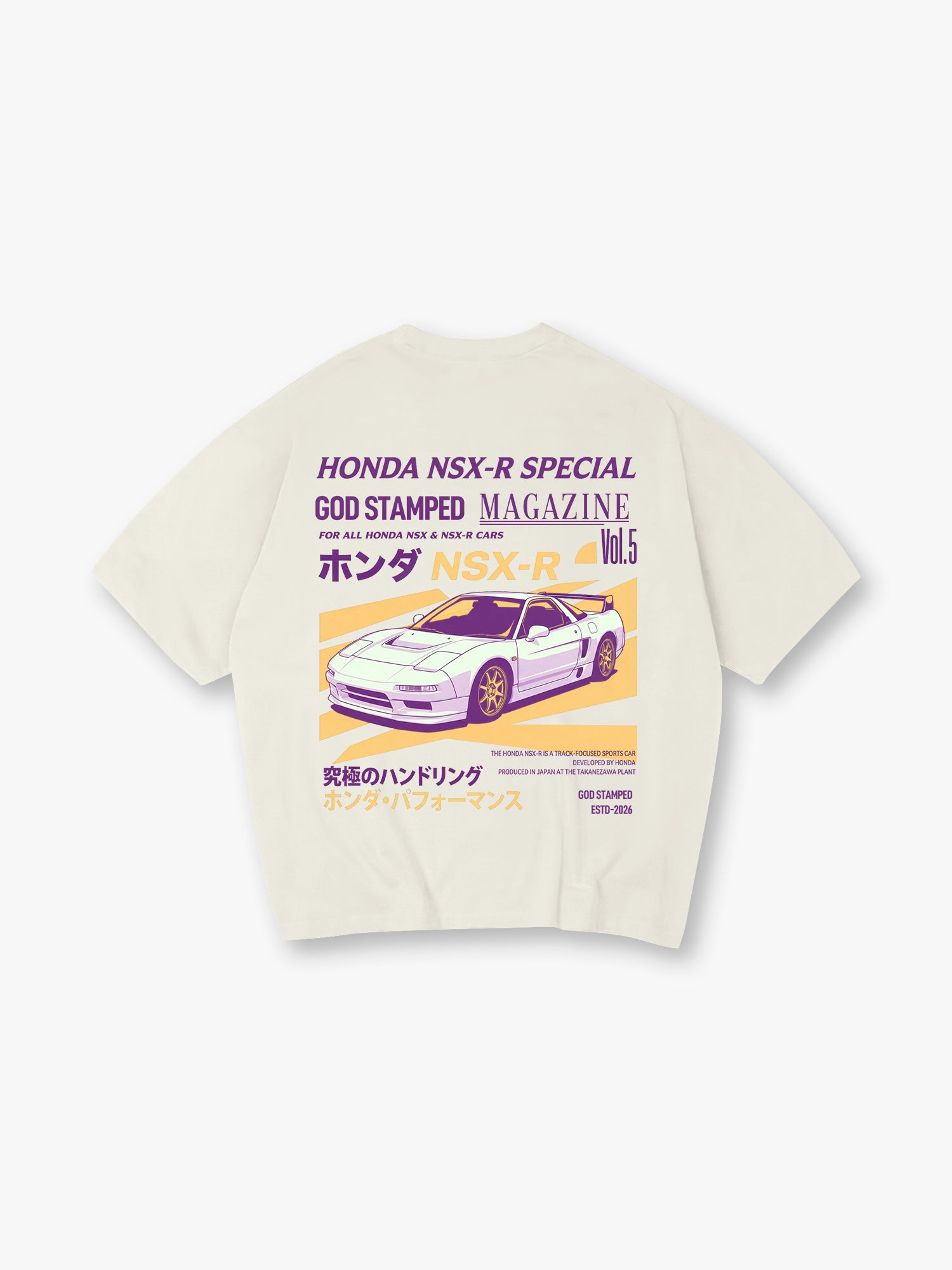 Vintage NSX-R JDM Sports Car Back Print T-Shirt Japanese Automotive Graphic Streetwear Tee