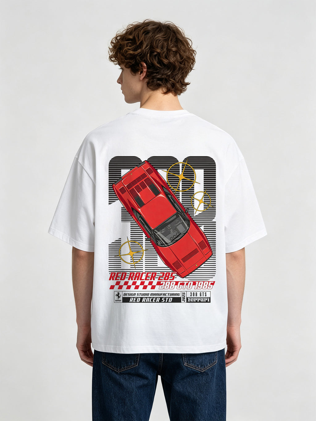 Classic Supercar Back Print T-Shirt Vintage Racing Car Graphic Streetwear Tee