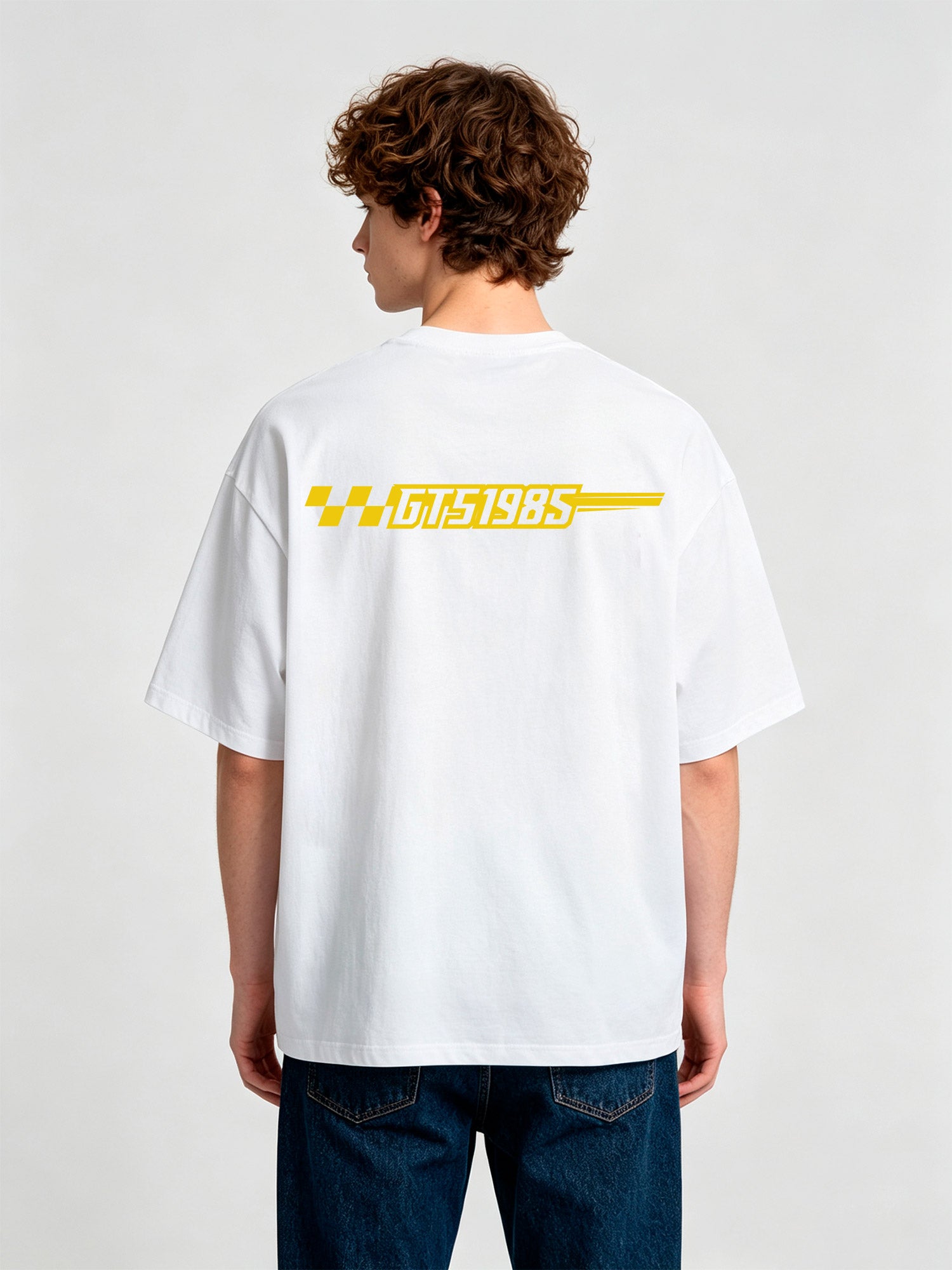 Checkered Racing Flag Back Print T-Shirt Motorsport Automotive Streetwear Graphic Tee