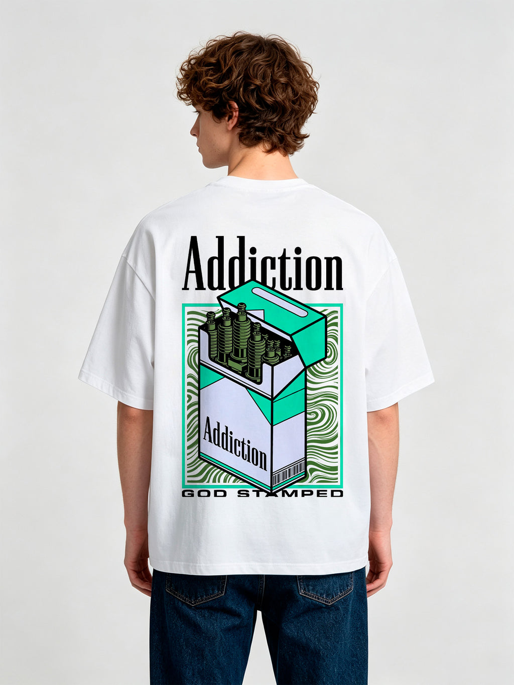 Cigarette Box Back Print T-Shirt JDM Car Tuning Graphic Short Sleeve Tee