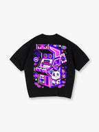 Arcade Machine Lucky Cat Back Print T-Shirt Retro Cartoon Gaming Graphic Short Sleeve Tee Vintage Video Game Streetwear Cotton Top