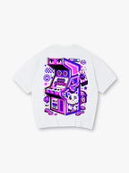 Arcade Machine Lucky Cat Back Print T-Shirt Retro Cartoon Gaming Graphic Short Sleeve Tee Vintage Video Game Streetwear Cotton Top