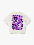 Arcade Machine Lucky Cat Back Print T-Shirt Retro Cartoon Gaming Graphic Short Sleeve Tee Vintage Video Game Streetwear Cotton Top