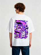Arcade Machine Lucky Cat Back Print T-Shirt Retro Cartoon Gaming Graphic Short Sleeve Tee Vintage Video Game Streetwear Cotton Top