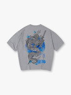Japanese Ryujin Dragon Katana Back Print T-Shirt Vintage Asian Dragon Graphic Short Sleeve Tee