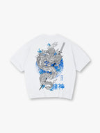 Japanese Ryujin Dragon Katana Back Print T-Shirt Vintage Asian Dragon Graphic Short Sleeve Tee