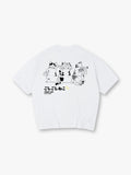 Clean Cat Japanese Line Art Back Print T-Shirt Cute Bathing Kitten Graphic Short Sleeve Tee