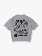 Japanese Sake Cat Back Print T-Shirt Vintage Asian Cartoon Kitten Graphic Short Sleeve Tee