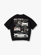 DC2 Type R Blueprint Spec Back Print T-Shirt 90s JDM Sports Car Diagram Graphic Short Sleeve Tee