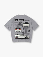 DC2 Type R Blueprint Spec Back Print T-Shirt 90s JDM Sports Car Diagram Graphic Short Sleeve Tee