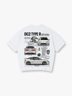 DC2 Type R Blueprint Spec Back Print T-Shirt 90s JDM Sports Car Diagram Graphic Short Sleeve Tee