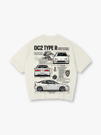 DC2 Type R Blueprint Spec Back Print T-Shirt 90s JDM Sports Car Diagram Graphic Short Sleeve Tee