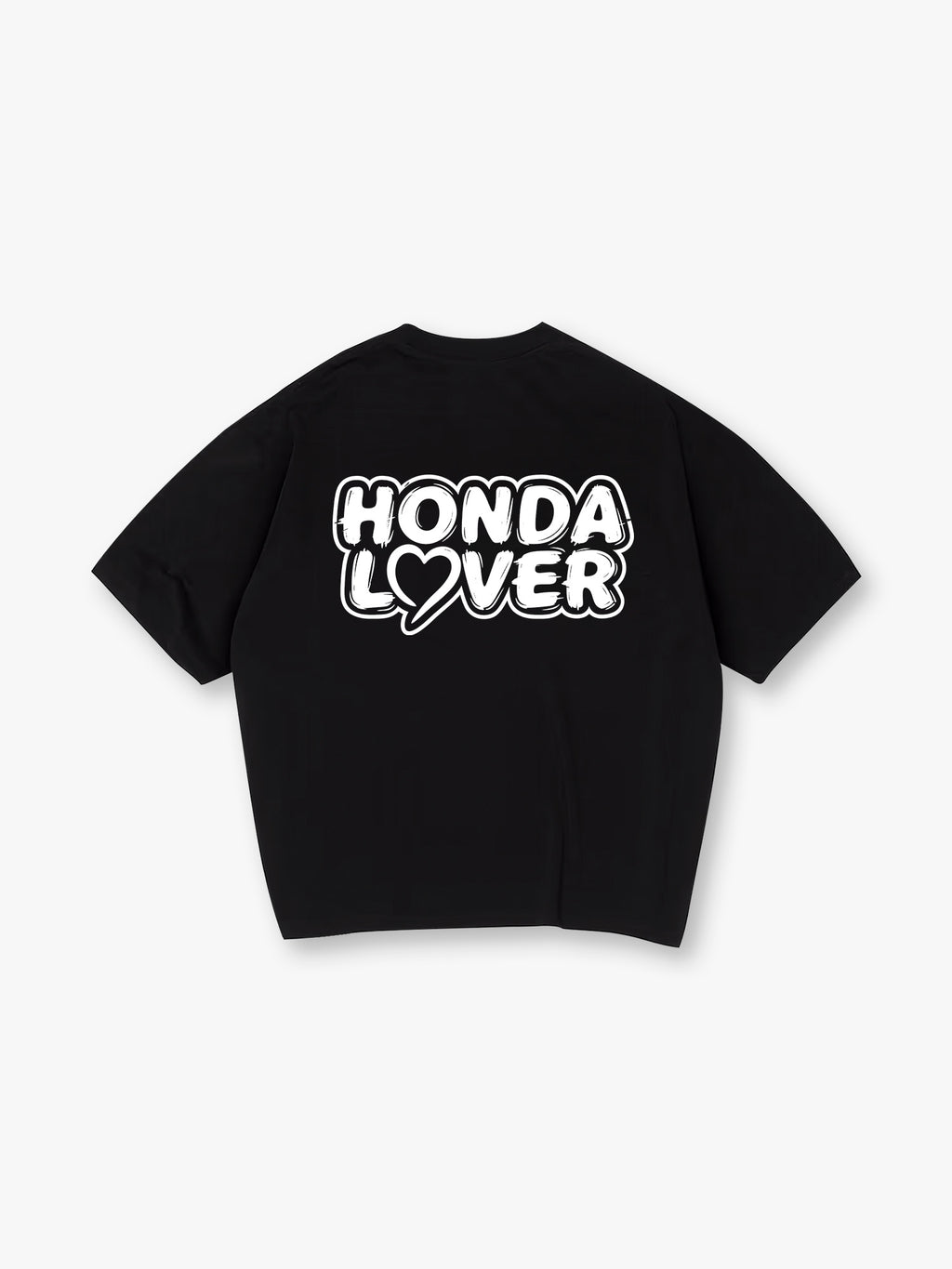Honda Lover Heart Graffiti Text Back Print T-Shirt JDM Car Enthusiast Graphic Short Sleeve Tee