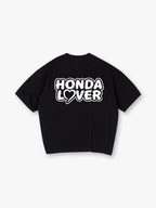 Honda Lover Heart Graffiti Text Back Print T-Shirt JDM Car Enthusiast Graphic Short Sleeve Tee
