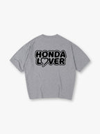 Honda Lover Heart Graffiti Text Back Print T-Shirt JDM Car Enthusiast Graphic Short Sleeve Tee