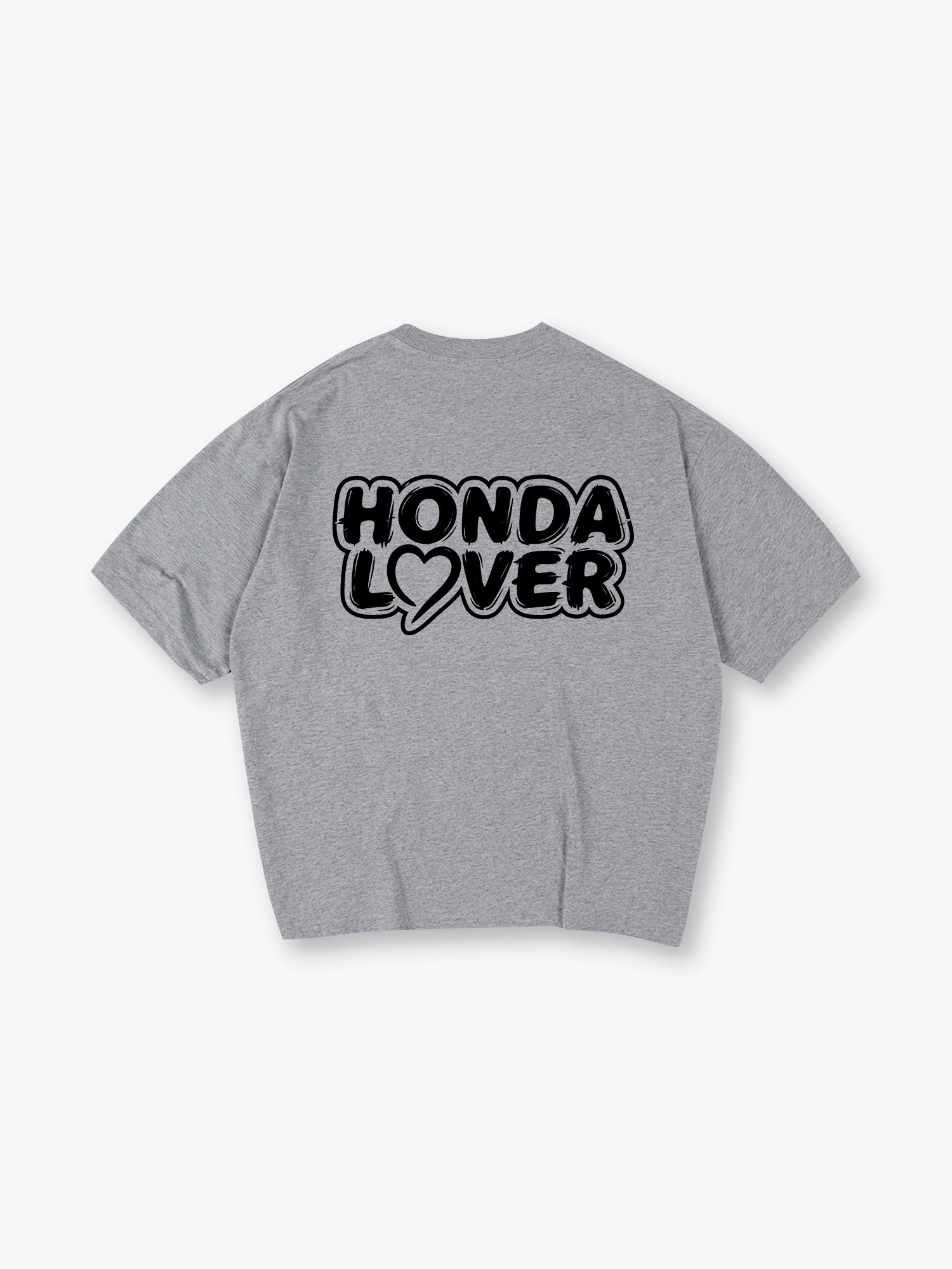 Honda Lover Heart Graffiti Text Back Print T-Shirt JDM Car Enthusiast Graphic Short Sleeve Tee