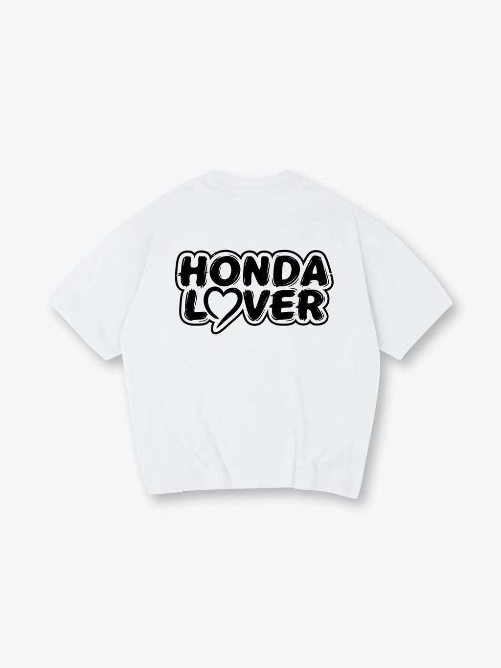 Honda Lover Heart Graffiti Text Back Print T-Shirt JDM Car Enthusiast Graphic Short Sleeve Tee
