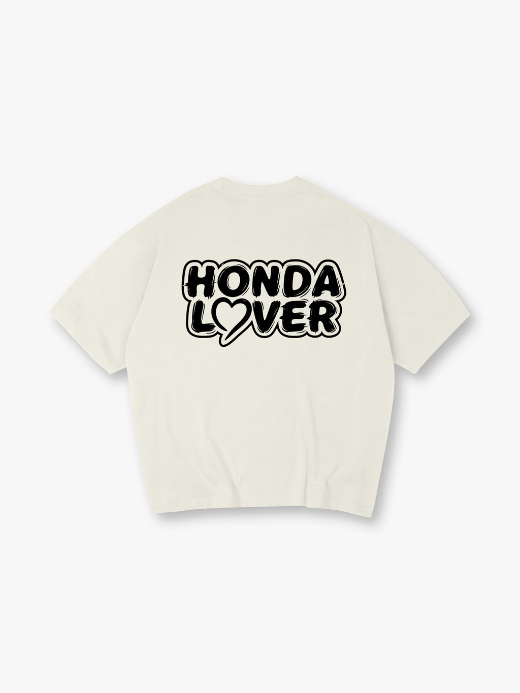 Honda Lover Heart Graffiti Text Back Print T-Shirt JDM Car Enthusiast Graphic Short Sleeve Tee