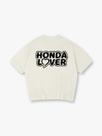 Honda Lover Heart Graffiti Text Back Print T-Shirt JDM Car Enthusiast Graphic Short Sleeve Tee